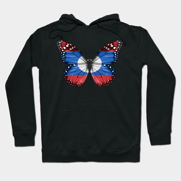 Lao Flag  Butterfly - Gift for Lao From Laos Hoodie by Country Flags